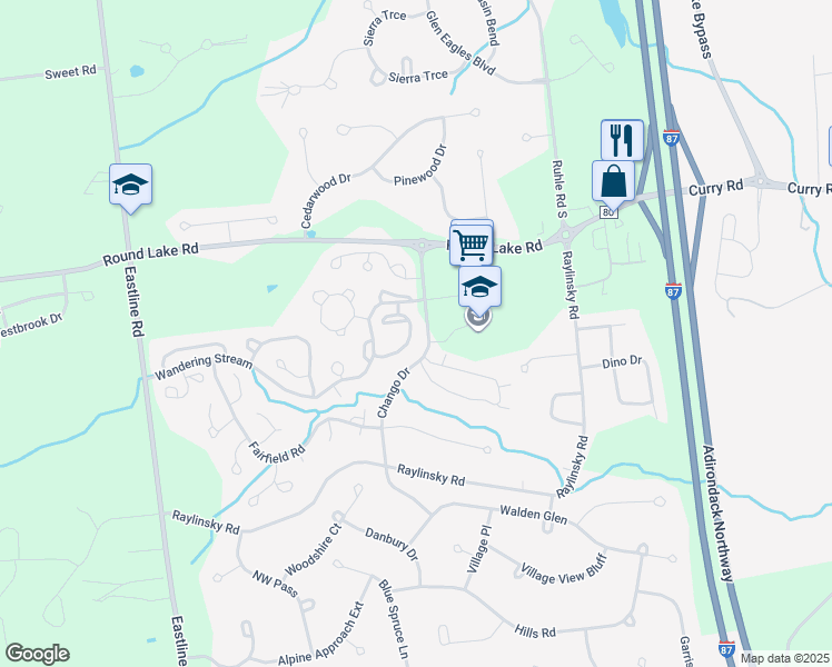 map of restaurants, bars, coffee shops, grocery stores, and more near 8 Rovanten Park in Ballston Lake