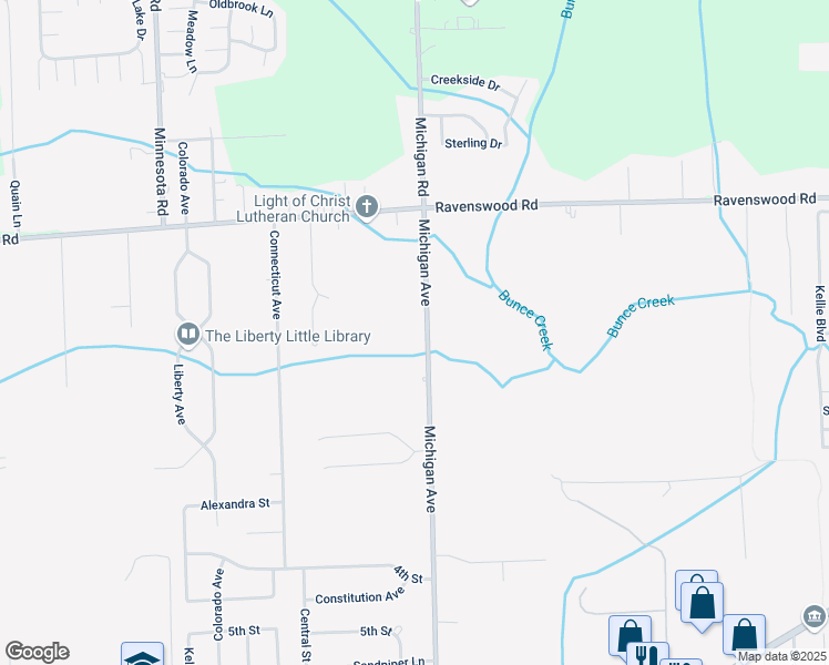 map of restaurants, bars, coffee shops, grocery stores, and more near 162 Michigan Avenue in Marysville