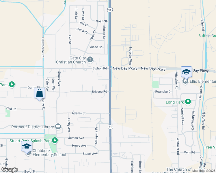 map of restaurants, bars, coffee shops, grocery stores, and more near 128 Briscoe Rd in Pocatello