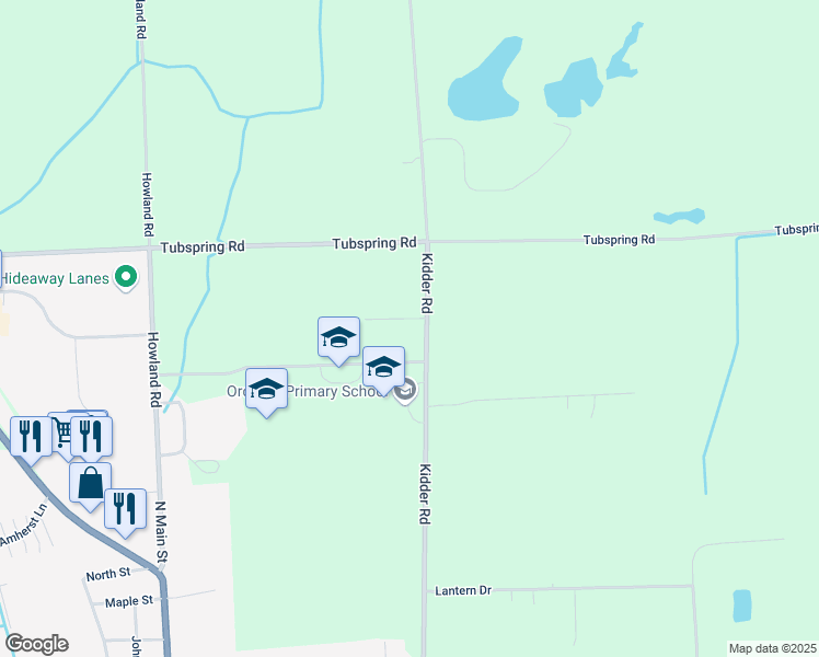 map of restaurants, bars, coffee shops, grocery stores, and more near 4586 Kidder Road in Almont