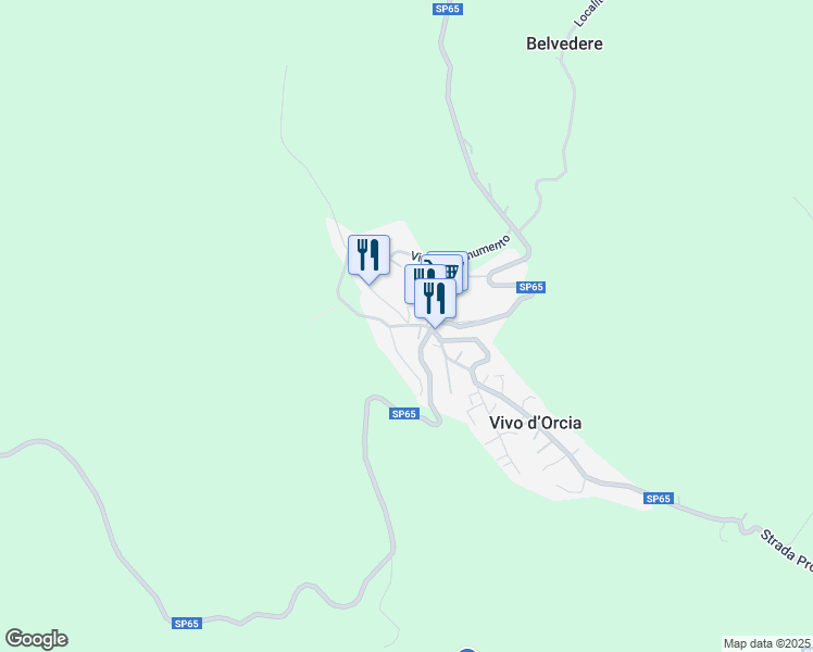 map of restaurants, bars, coffee shops, grocery stores, and more near 4 Piazza della Fontana in Vivo D'orcia