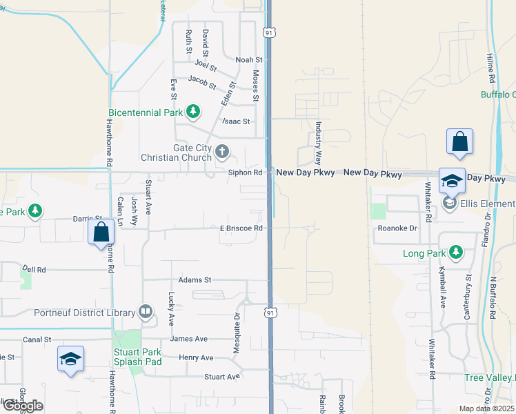 map of restaurants, bars, coffee shops, grocery stores, and more near 128 Briscoe Rd in Pocatello