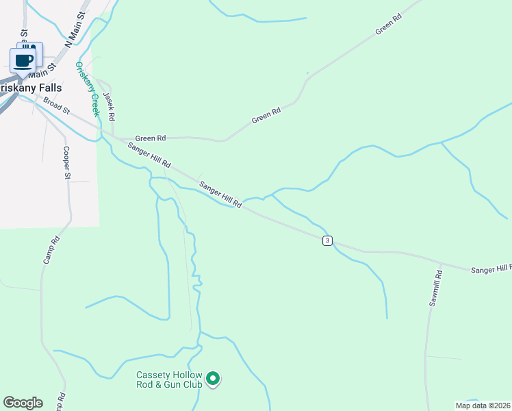 map of restaurants, bars, coffee shops, grocery stores, and more near 6649 Sanger Hill Road in Oriskany Falls