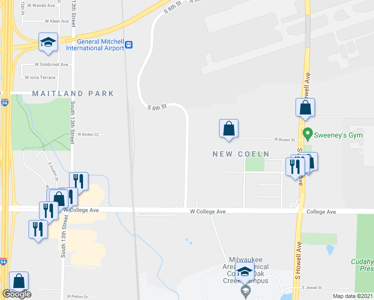 map of restaurants, bars, coffee shops, grocery stores, and more near 6016 S 6th St in Milwaukee
