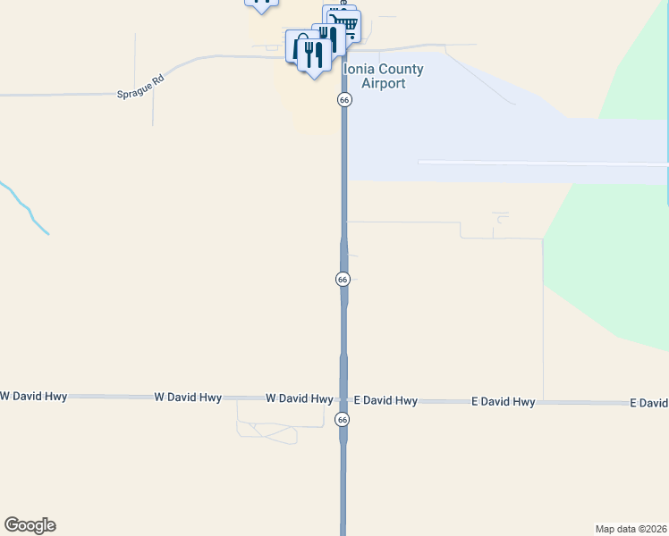 map of restaurants, bars, coffee shops, grocery stores, and more near 3512-3532 South State Road in Ionia