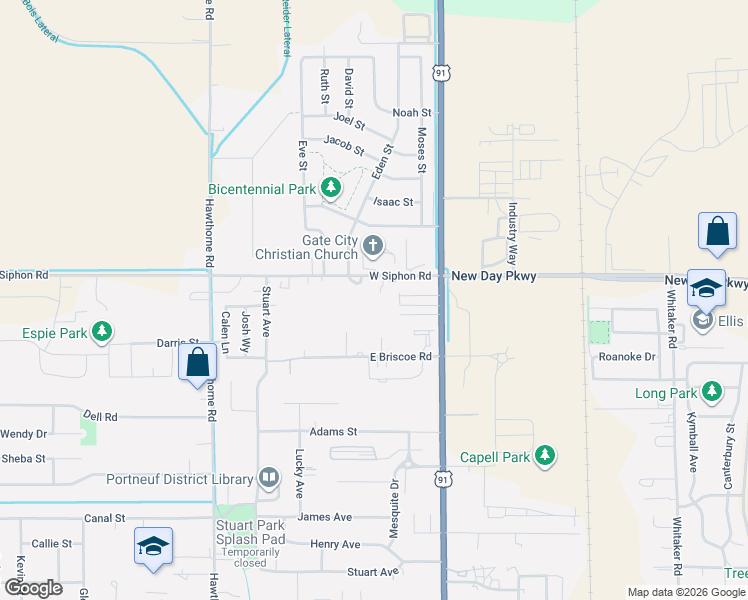 map of restaurants, bars, coffee shops, grocery stores, and more near 231 West Siphon Road in Pocatello