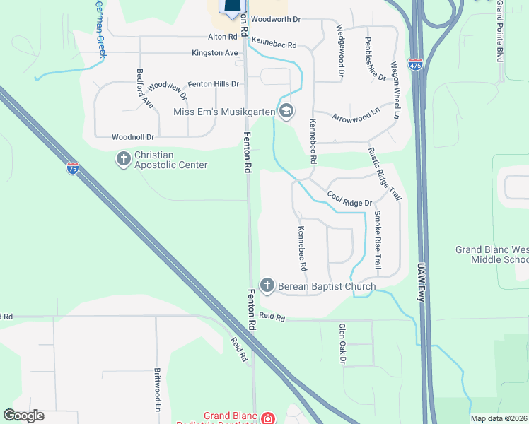 map of restaurants, bars, coffee shops, grocery stores, and more near 6361 Fenton Road in Flint