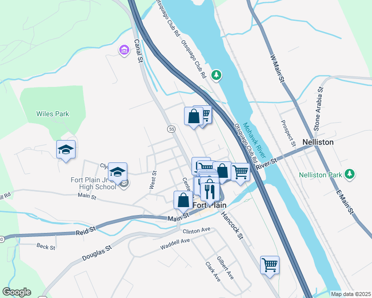 map of restaurants, bars, coffee shops, grocery stores, and more near 200 Canal St in Fort Plain