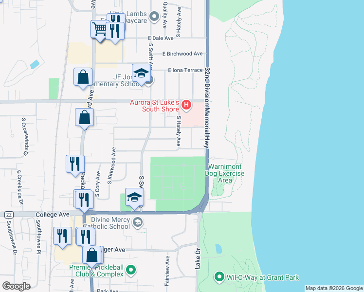 map of restaurants, bars, coffee shops, grocery stores, and more near 6054 South Hately Avenue in Cudahy