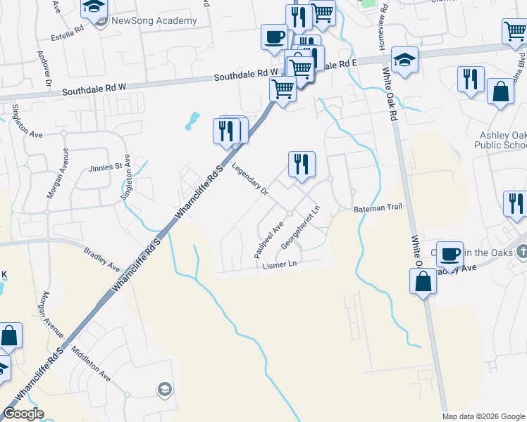 map of restaurants, bars, coffee shops, grocery stores, and more near 3269 Casson Way in London