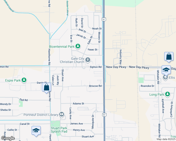 map of restaurants, bars, coffee shops, grocery stores, and more near 231 West Siphon Road in Pocatello