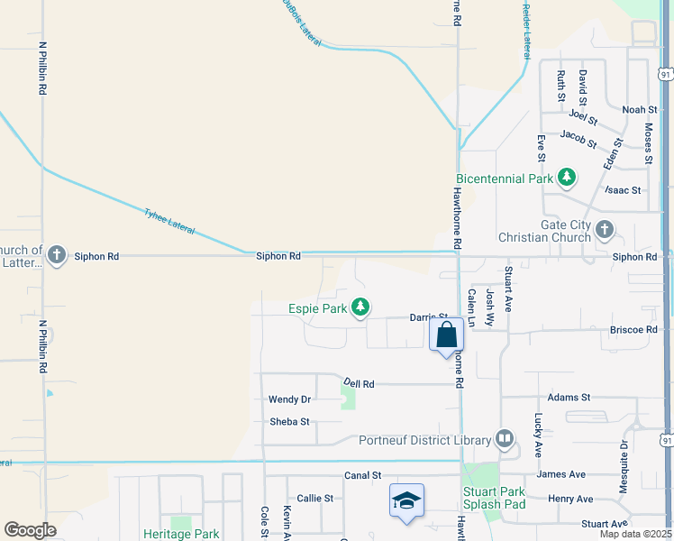 map of restaurants, bars, coffee shops, grocery stores, and more near 13243 West Siphon Road in Pocatello