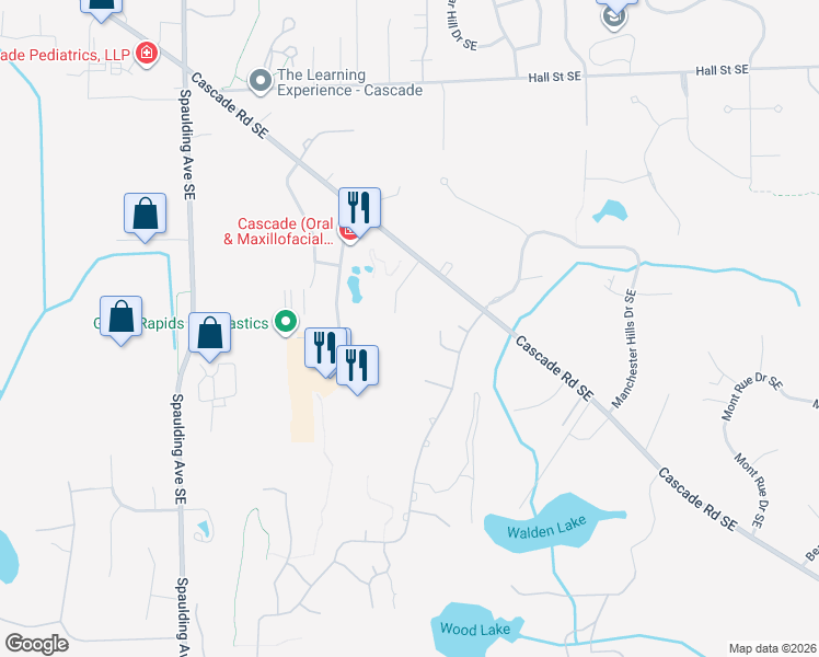 map of restaurants, bars, coffee shops, grocery stores, and more near 1596 Macnider Avenue Southeast in Grand Rapids