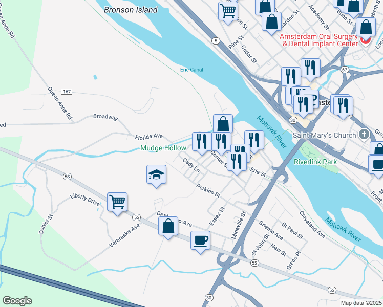 map of restaurants, bars, coffee shops, grocery stores, and more near 130 Florida Ave in Amsterdam