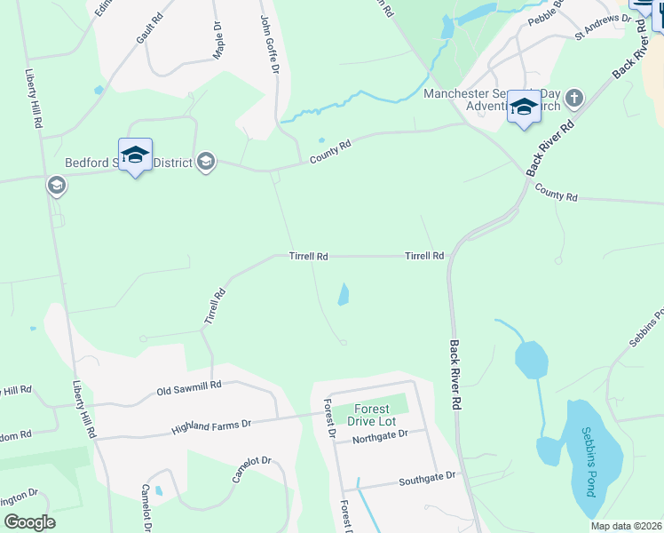 map of restaurants, bars, coffee shops, grocery stores, and more near 30 Tirrell Road in Bedford