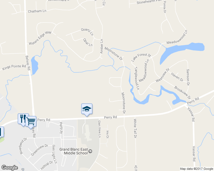 map of restaurants, bars, coffee shops, grocery stores, and more near 6190 Emerald Drive in Grand Blanc