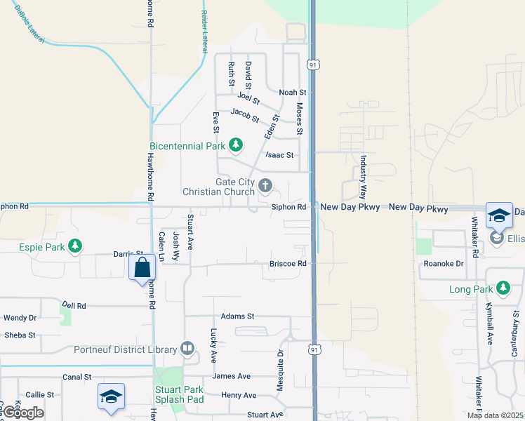 map of restaurants, bars, coffee shops, grocery stores, and more near 231 West Siphon Road in Pocatello