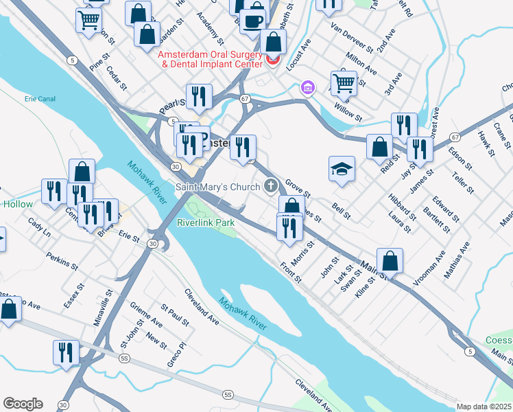 map of restaurants, bars, coffee shops, grocery stores, and more near in Nelliston