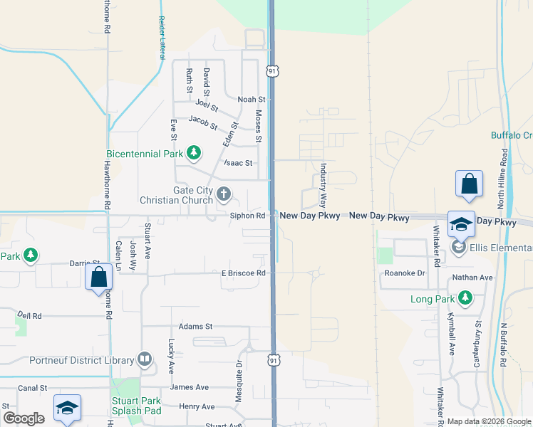 map of restaurants, bars, coffee shops, grocery stores, and more near 5555 Yellowstone Avenue in Pocatello