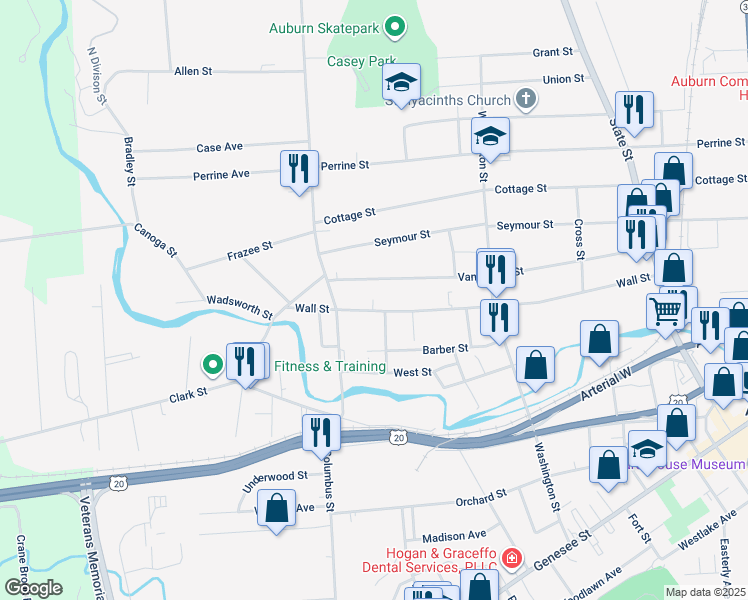 map of restaurants, bars, coffee shops, grocery stores, and more near 4 Derby Avenue in Auburn