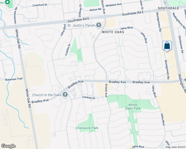 map of restaurants, bars, coffee shops, grocery stores, and more near 108 Bradley Avenue in London