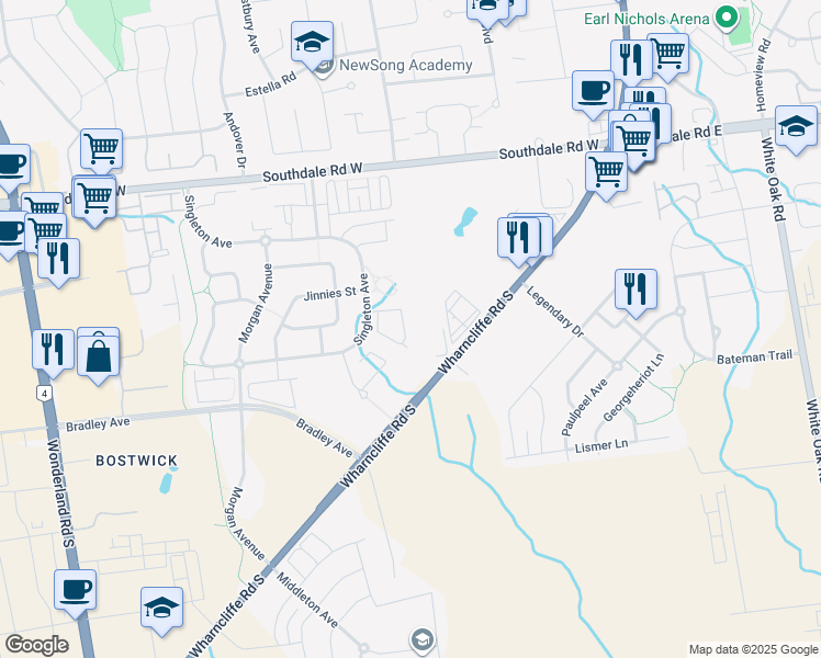 map of restaurants, bars, coffee shops, grocery stores, and more near 3380 Singleton Avenue in London