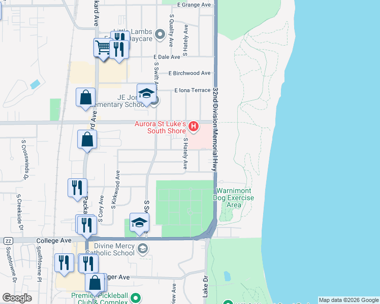 map of restaurants, bars, coffee shops, grocery stores, and more near 5961 South Hately Avenue in Cudahy