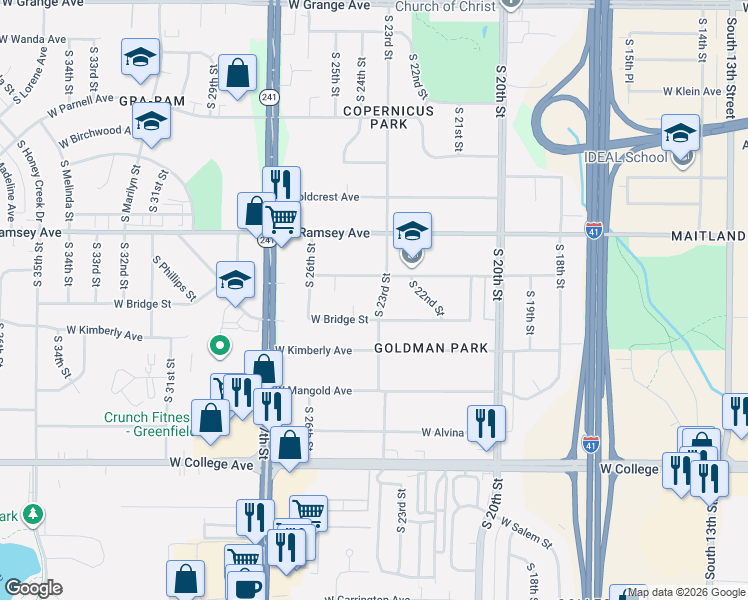 map of restaurants, bars, coffee shops, grocery stores, and more near 2321 West Henry Avenue in Milwaukee