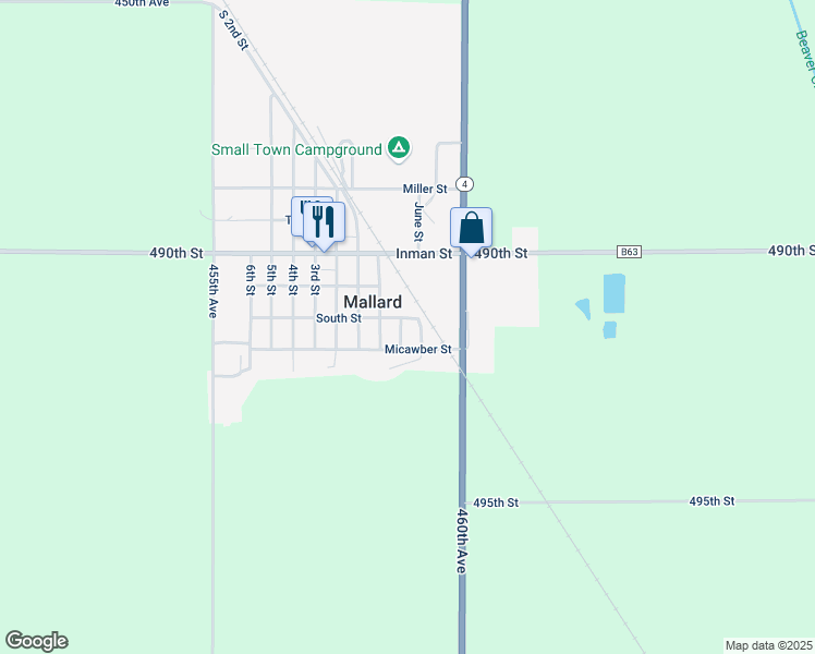 map of restaurants, bars, coffee shops, grocery stores, and more near in Mallard
