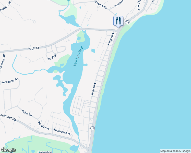 map of restaurants, bars, coffee shops, grocery stores, and more near 120 Kings Highway in Hampton