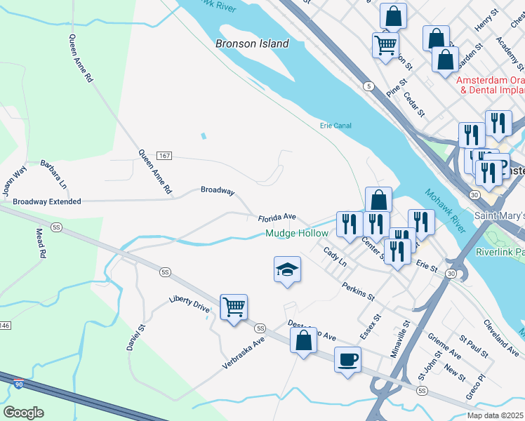 map of restaurants, bars, coffee shops, grocery stores, and more near 224 Florida Avenue in Amsterdam