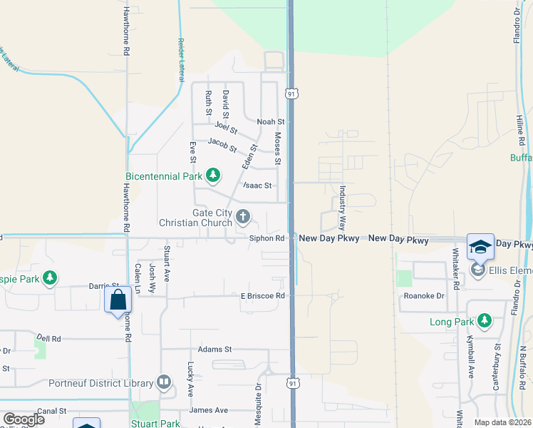 map of restaurants, bars, coffee shops, grocery stores, and more near 120 West Siphon Road in Pocatello