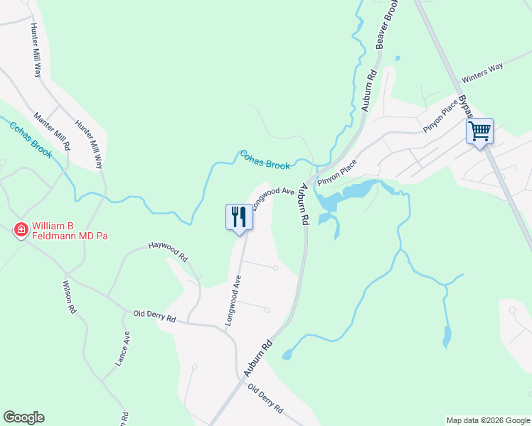 map of restaurants, bars, coffee shops, grocery stores, and more near 16 Longwood Avenue in Londonderry