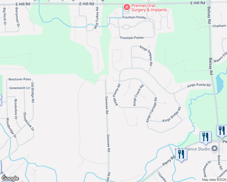 map of restaurants, bars, coffee shops, grocery stores, and more near 1319 Kings Carriage Road in Grand Blanc