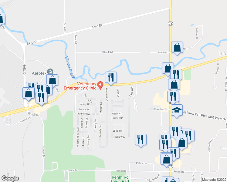 map of restaurants, bars, coffee shops, grocery stores, and more near 4939 Genesee Street in Buffalo