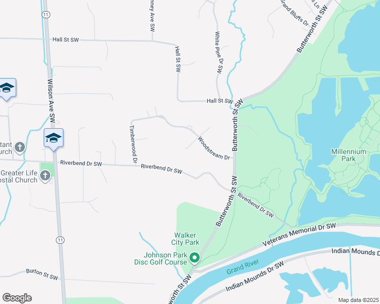 map of restaurants, bars, coffee shops, grocery stores, and more near 3842 Sylvan Court in Grand Rapids