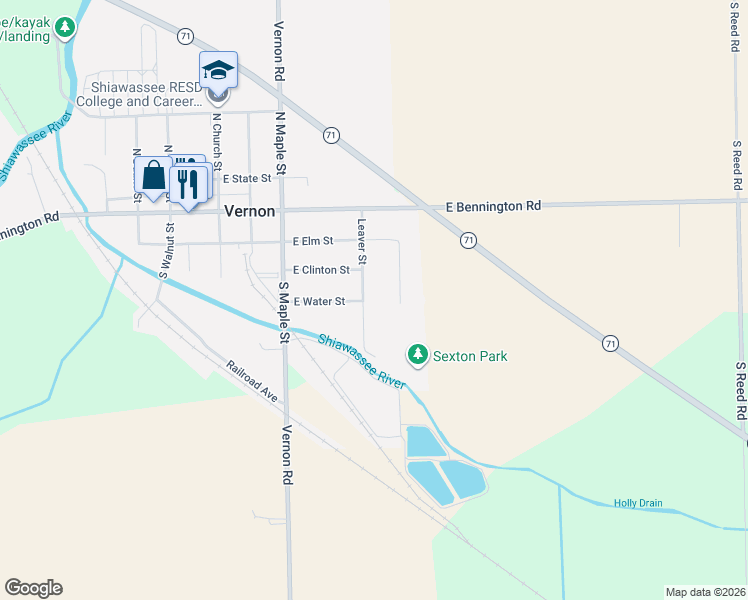 map of restaurants, bars, coffee shops, grocery stores, and more near 277 Leaver Street in Durand