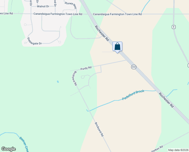 map of restaurants, bars, coffee shops, grocery stores, and more near 5555 Purdy Road in Canandaigua