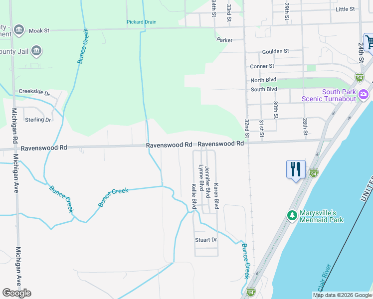 map of restaurants, bars, coffee shops, grocery stores, and more near 3397 Ravenswood Road in Marysville