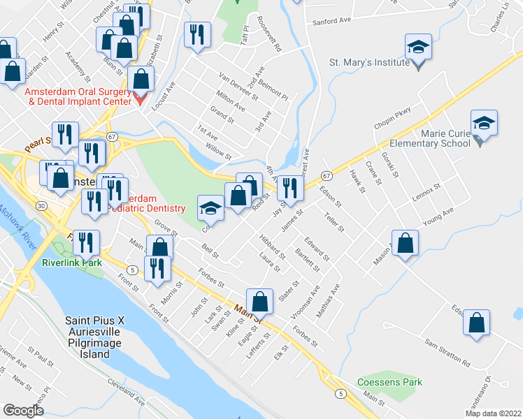 map of restaurants, bars, coffee shops, grocery stores, and more near 22A Reid Street in Amsterdam