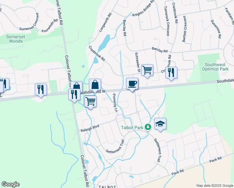 map of restaurants, bars, coffee shops, grocery stores, and more near in London