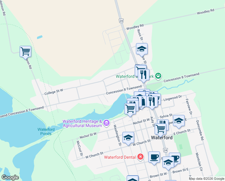 map of restaurants, bars, coffee shops, grocery stores, and more near 97 Mechanic Street West in Norfolk
