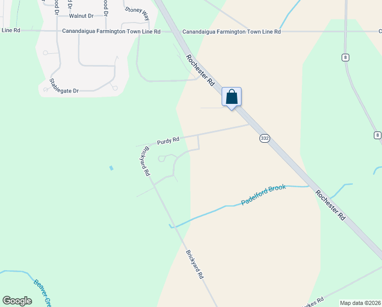 map of restaurants, bars, coffee shops, grocery stores, and more near 5555 Purdy Road in Canandaigua