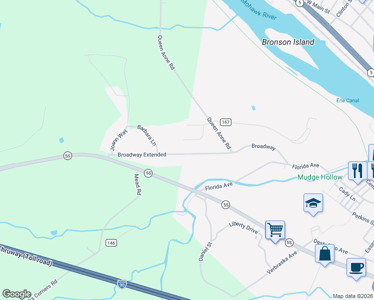 map of restaurants, bars, coffee shops, grocery stores, and more near 35 Broadway in Amsterdam
