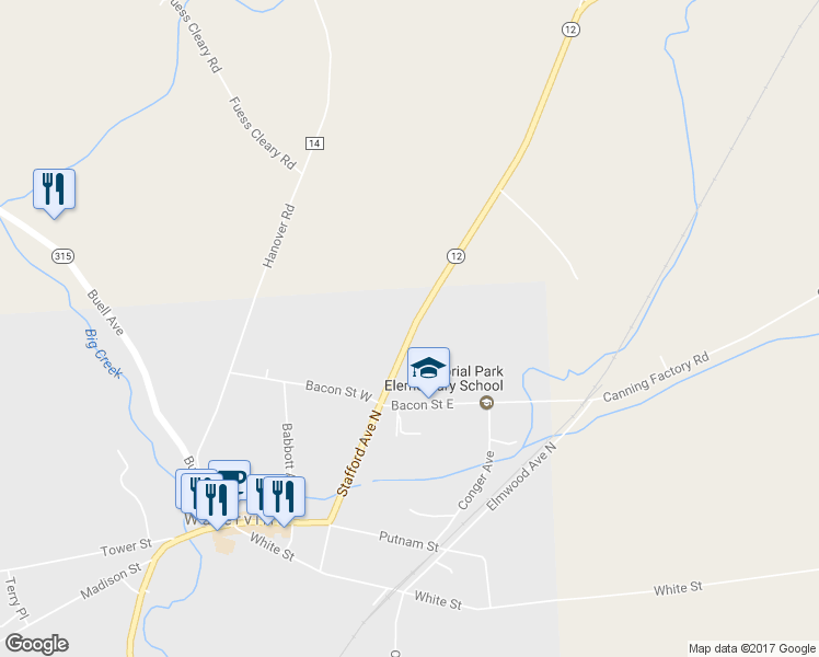 map of restaurants, bars, coffee shops, grocery stores, and more near 373 Stafford Avenue North in Waterville