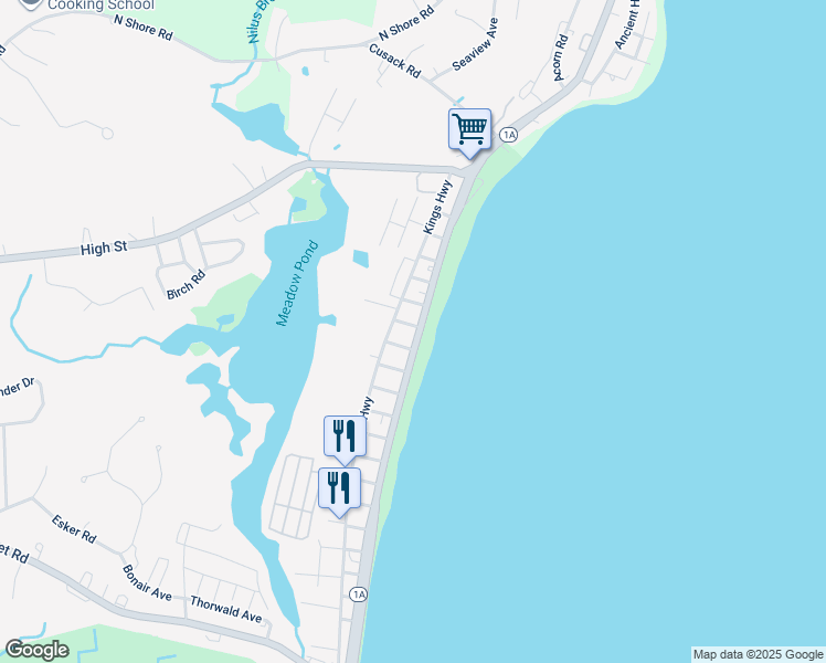 map of restaurants, bars, coffee shops, grocery stores, and more near 140 Kings Highway in Hampton