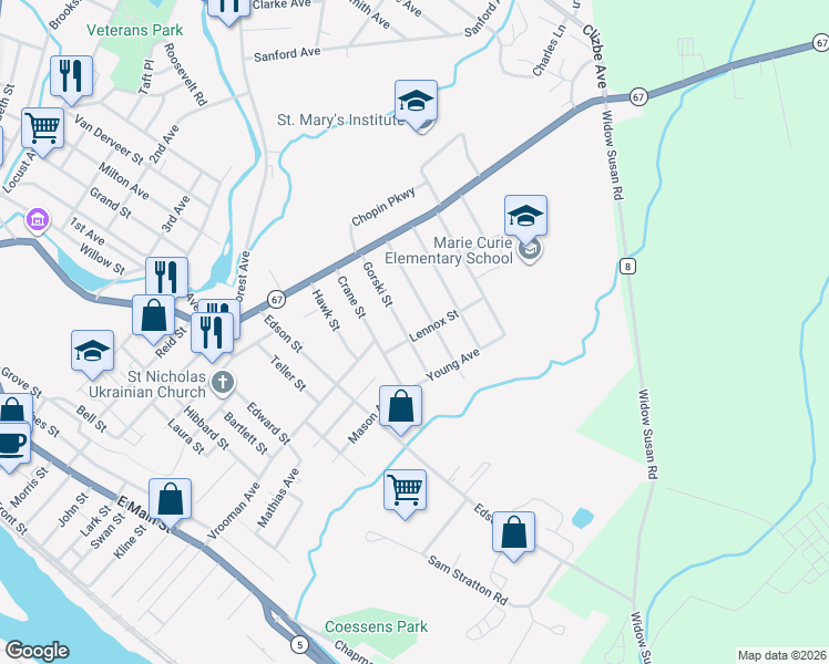 map of restaurants, bars, coffee shops, grocery stores, and more near 27 Catherine Street in Amsterdam