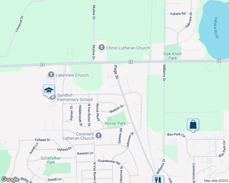 map of restaurants, bars, coffee shops, grocery stores, and more near 2024 North Page Street in Stoughton