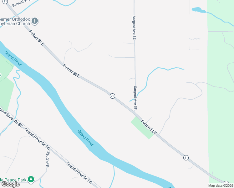 map of restaurants, bars, coffee shops, grocery stores, and more near 9089 Fulton Street East in Ada