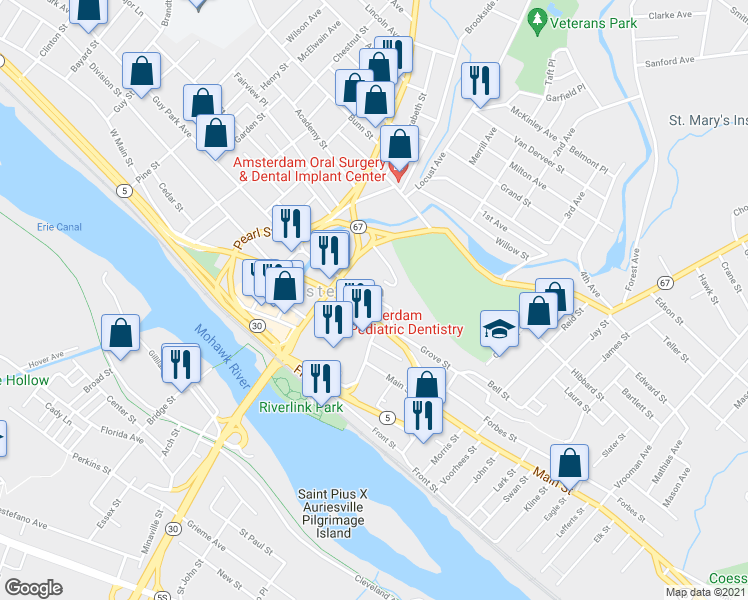 map of restaurants, bars, coffee shops, grocery stores, and more near 29 High Street in Amsterdam